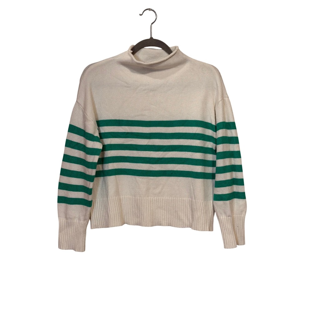 Truth by Republic Funnel Neck Striped Sweater M Preppy Parisian Chic Minimalist